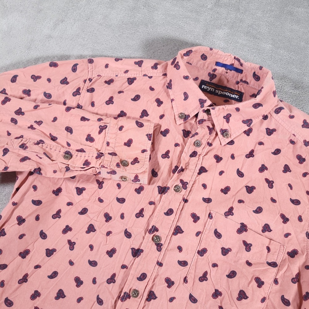 Reyn Spooner Shirt Mens Medium Pink Manoa Paisley Corduroy Hawaiian "Sample"